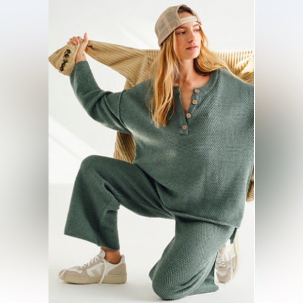Free People Hailee Sweater Set in Navy Sea